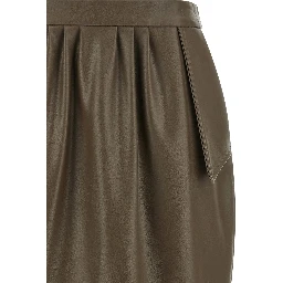 Brown Polyester Midi Skirt
