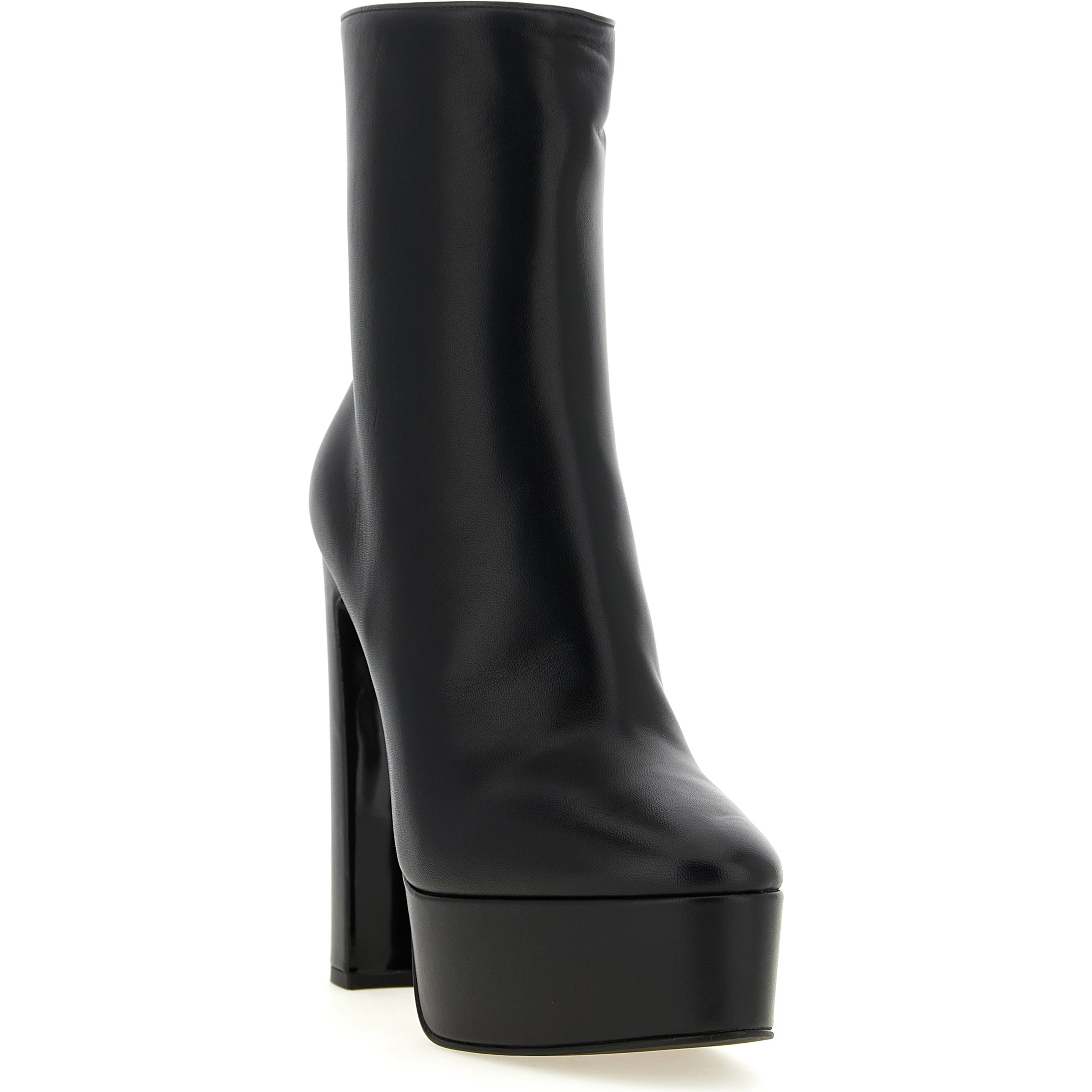 Black Lamb Leather Ankle Boots