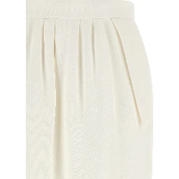 White Polyester Midi Skirt