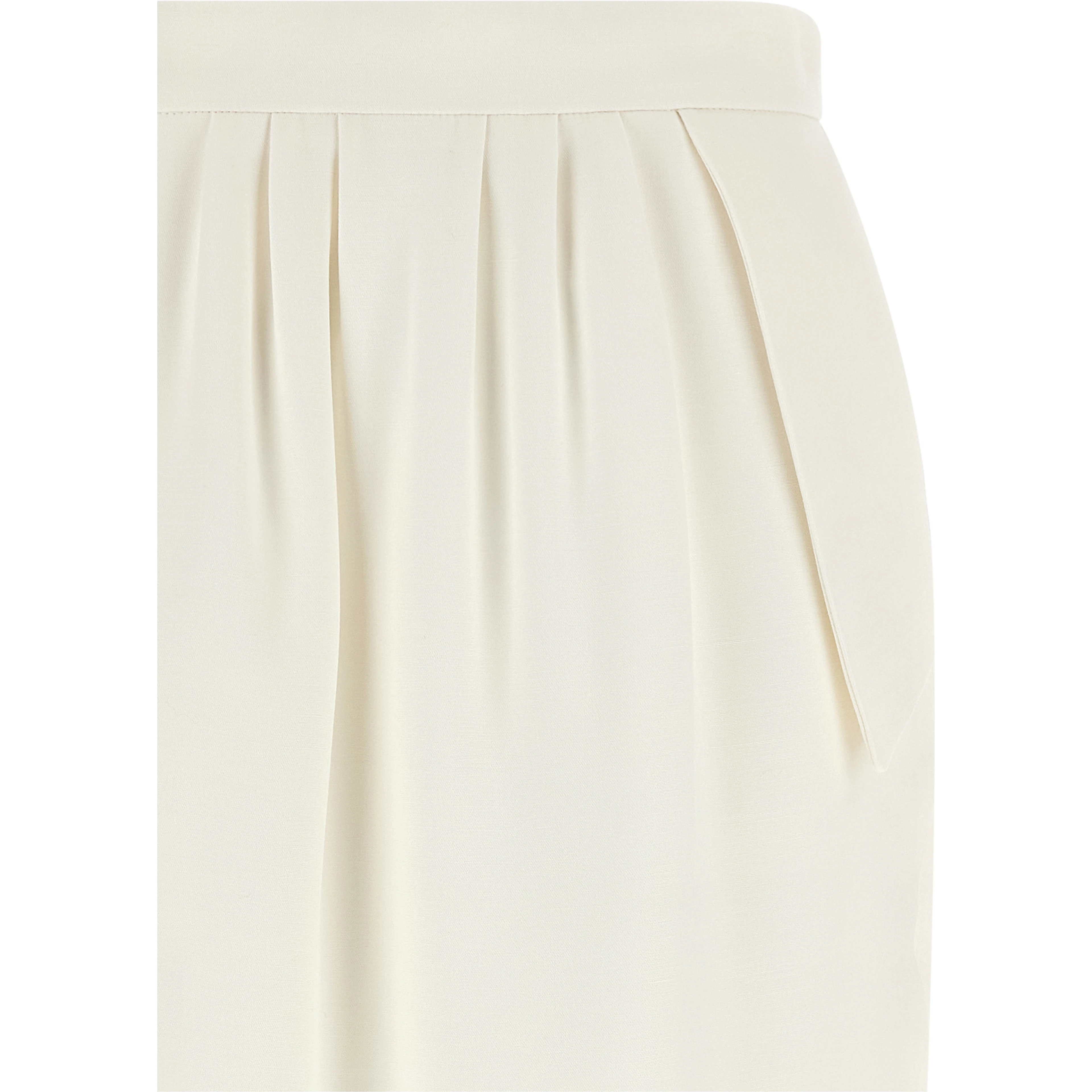 White Polyester Midi Skirt