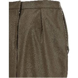 Brown Polyester Midi Skirt