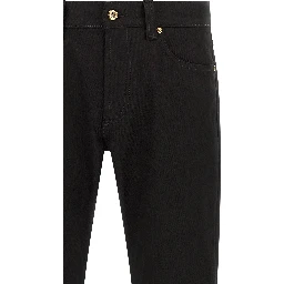 Black Cotton Straight-Leg Jeans