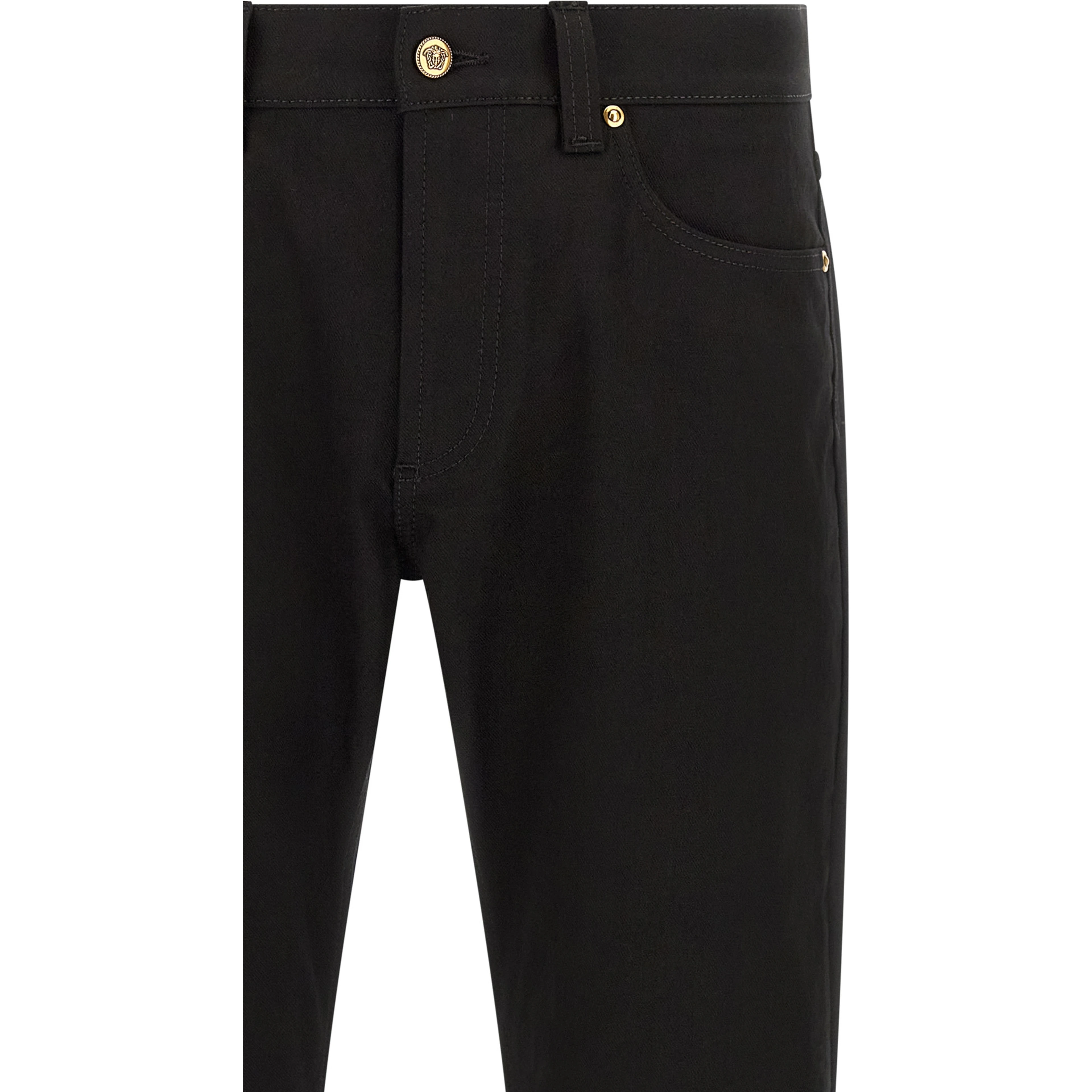 Black Cotton Straight-Leg Jeans