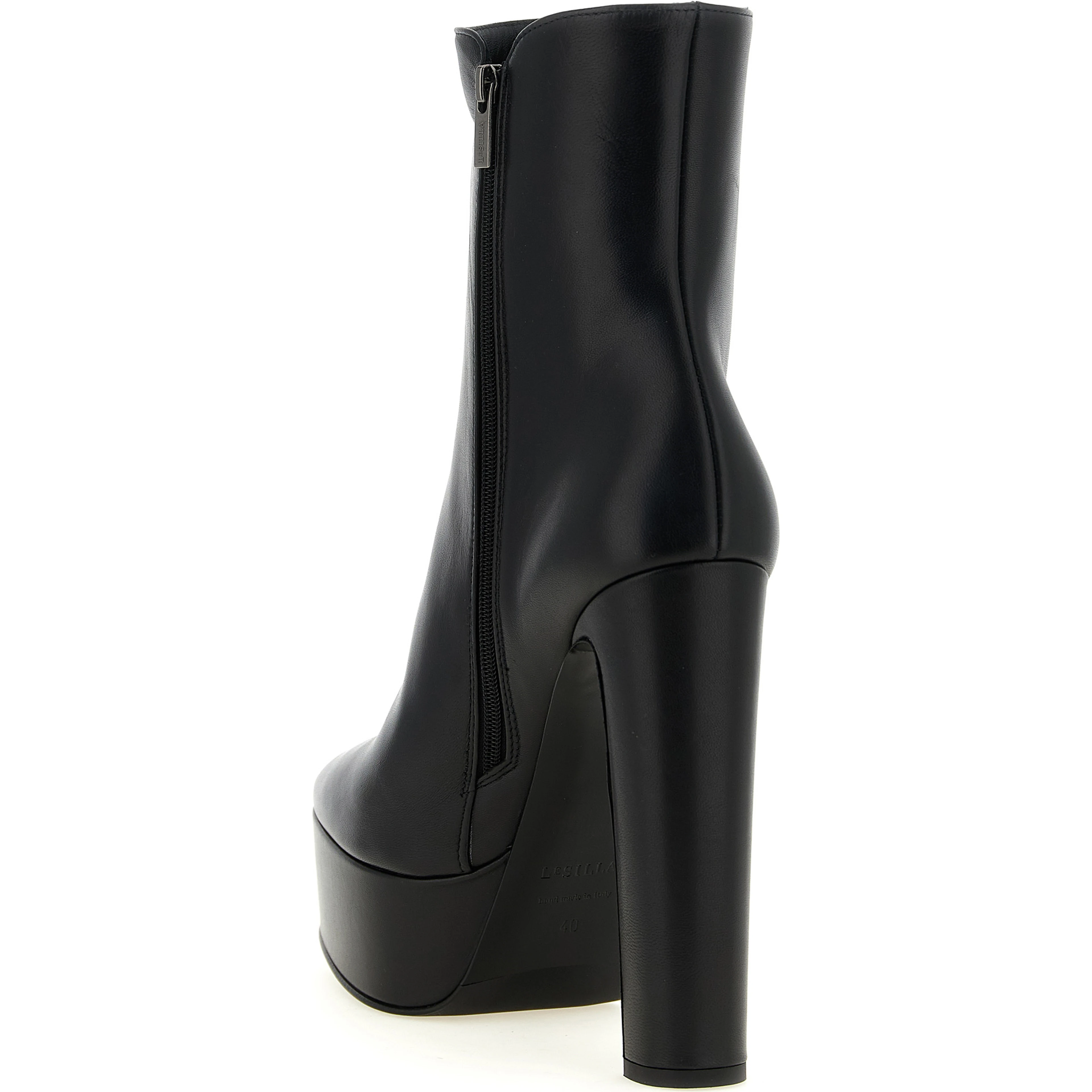 Black Lamb Leather Ankle Boots