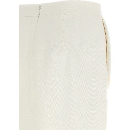 White Polyester Midi Skirt