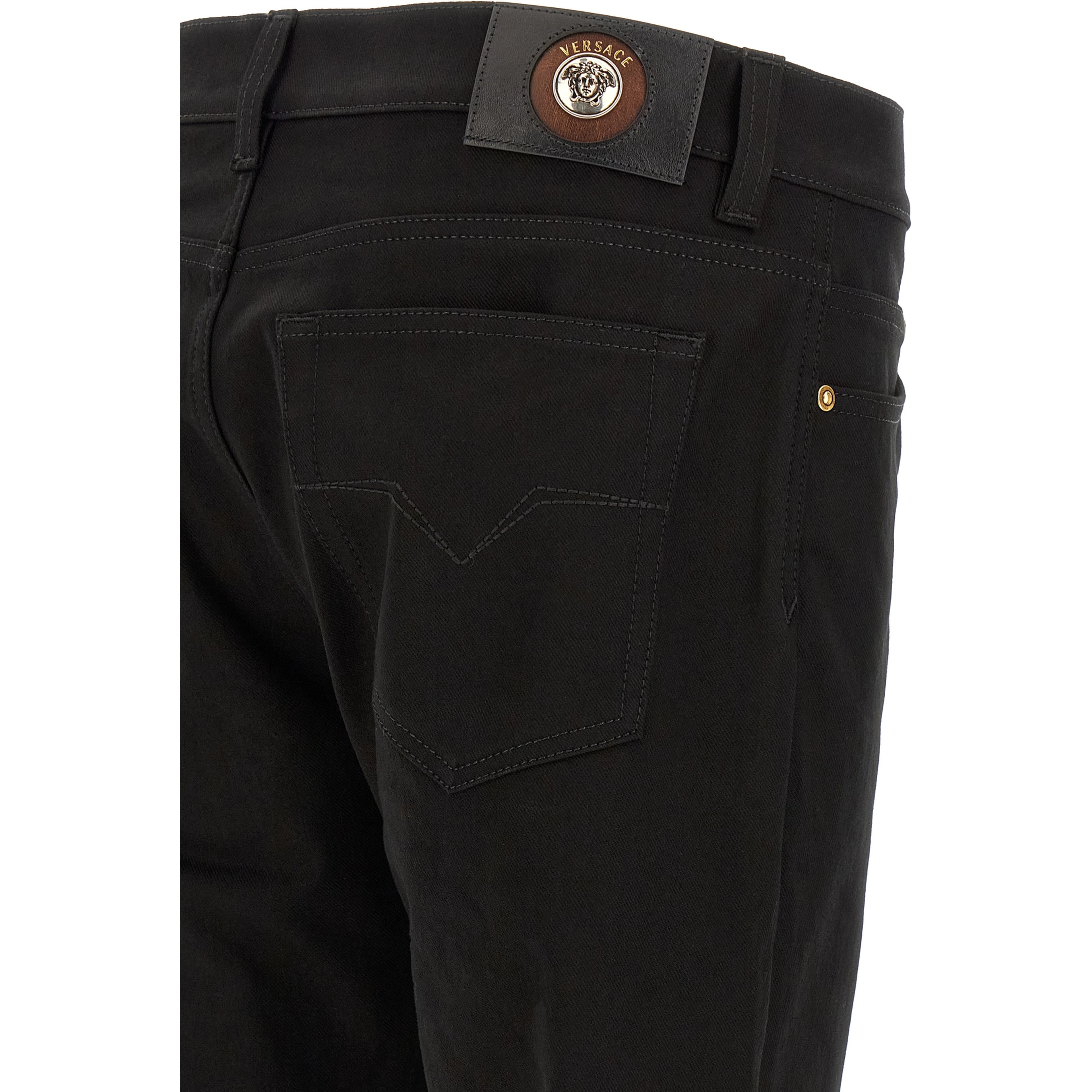 Black Cotton Straight-Leg Jeans