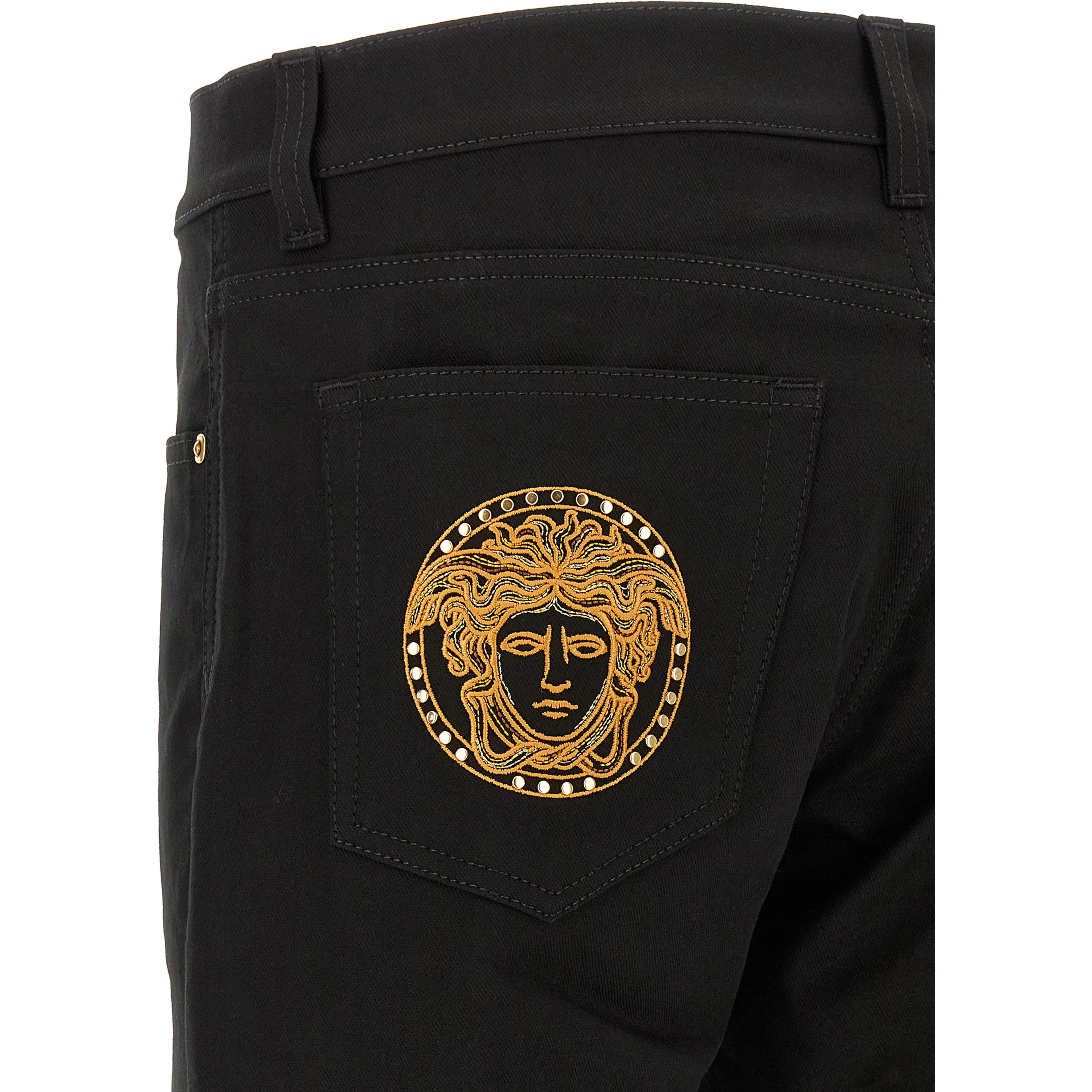 Black Cotton Straight-Leg Jeans