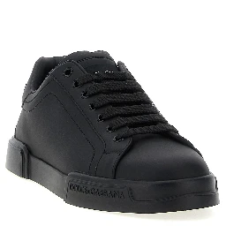 Black Calfskin Low Top Sneakers