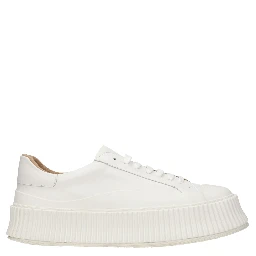 White Leather Platform Sneakers