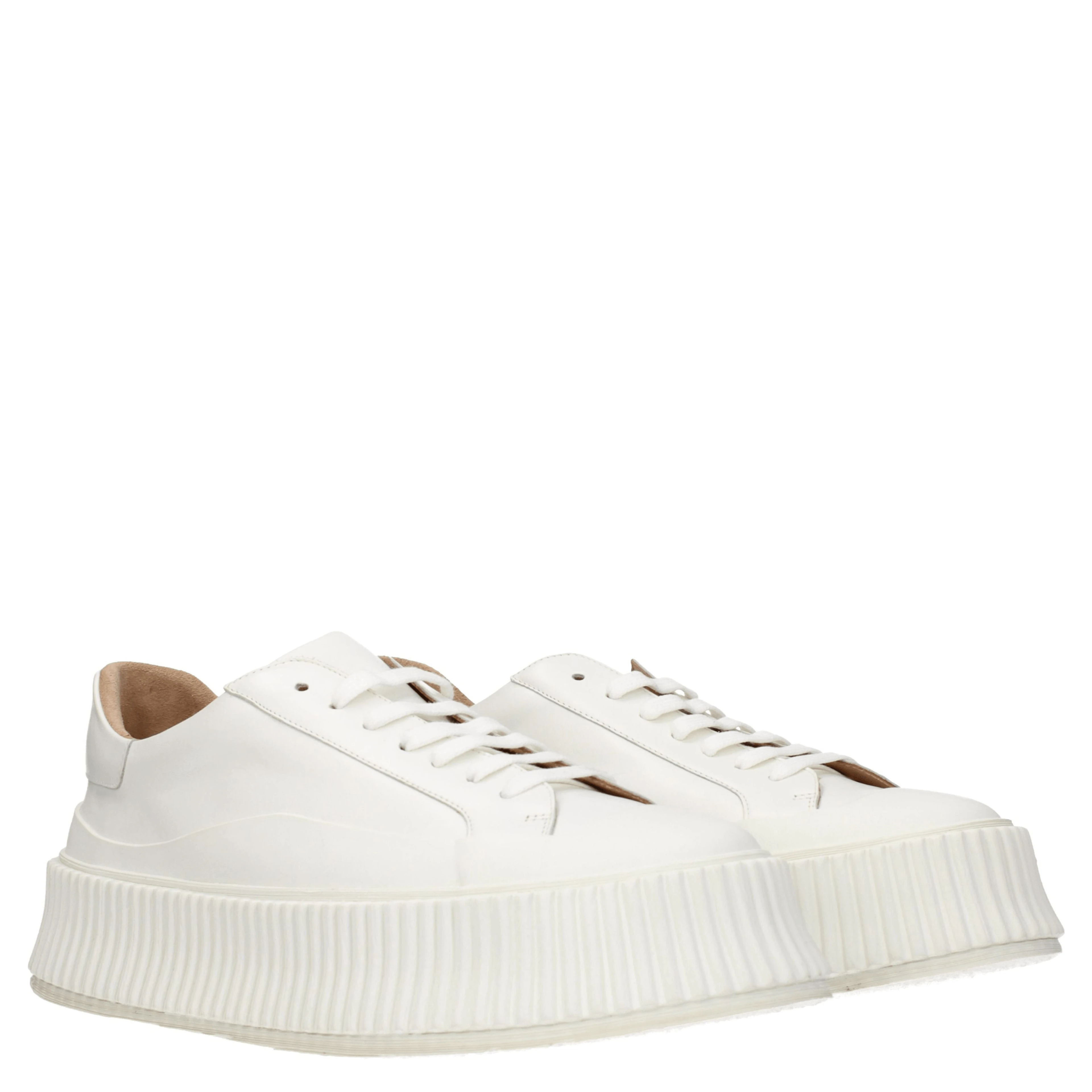White Leather Platform Sneakers