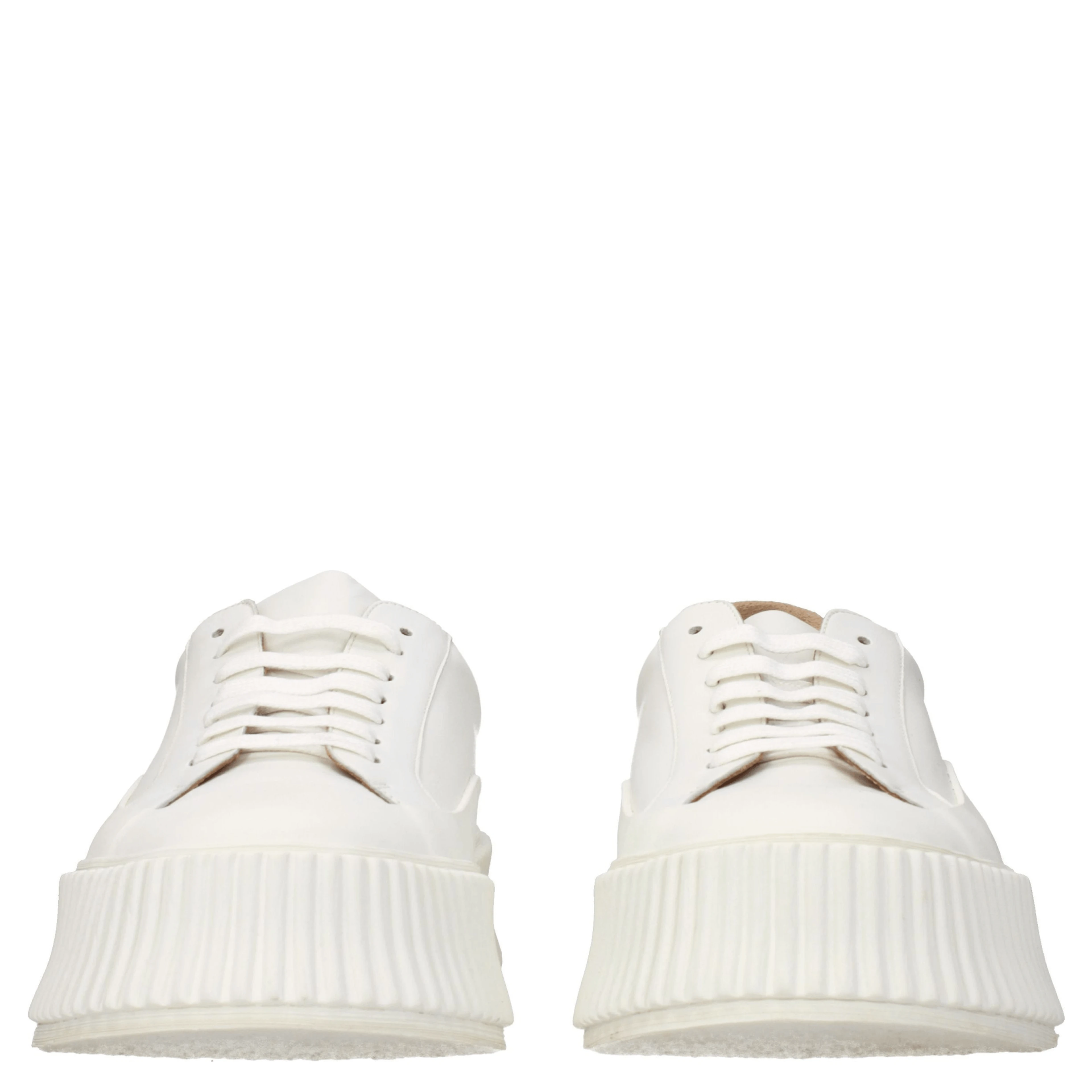 White Leather Platform Sneakers