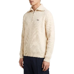 Ribbed wool turtleneck with logo