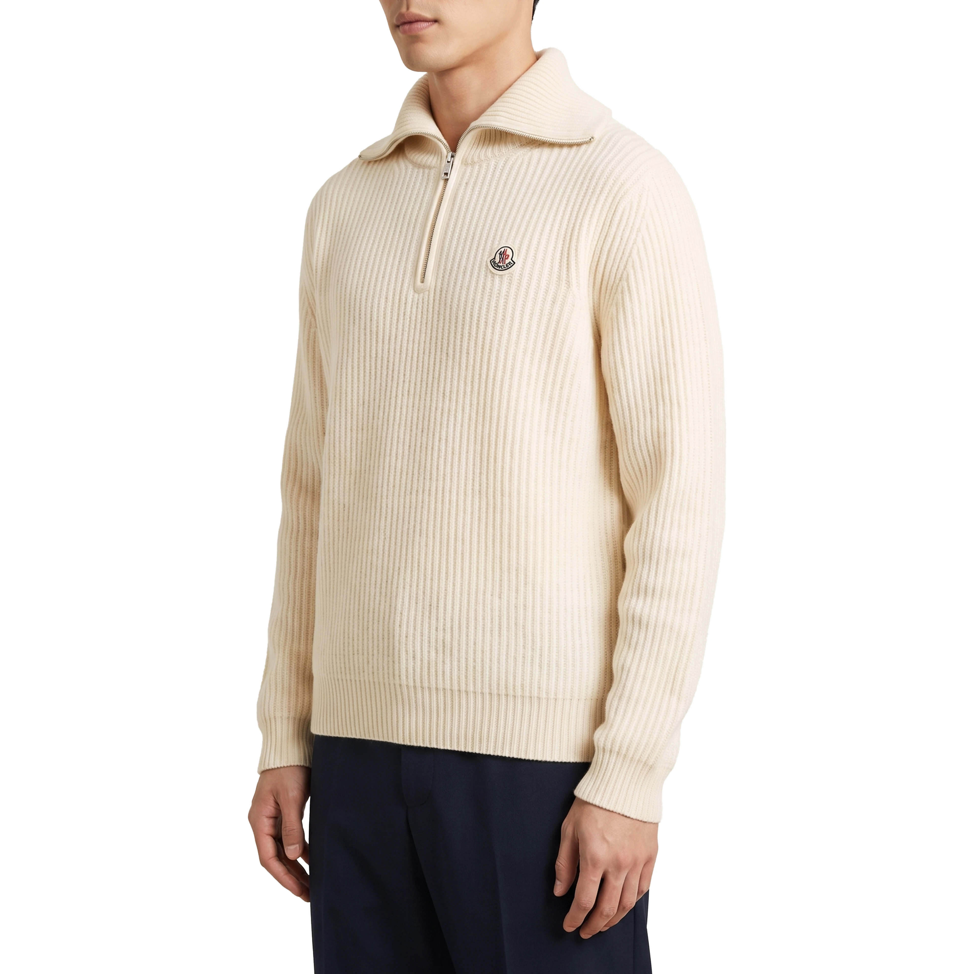 Ribbed wool turtleneck with logo