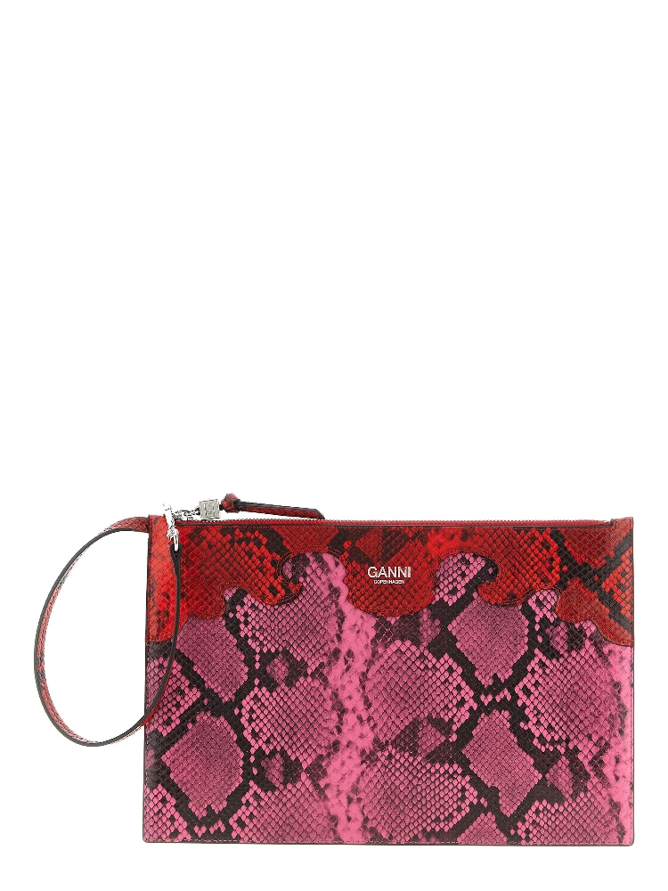 Fuchsia Polyester Clutch Bag