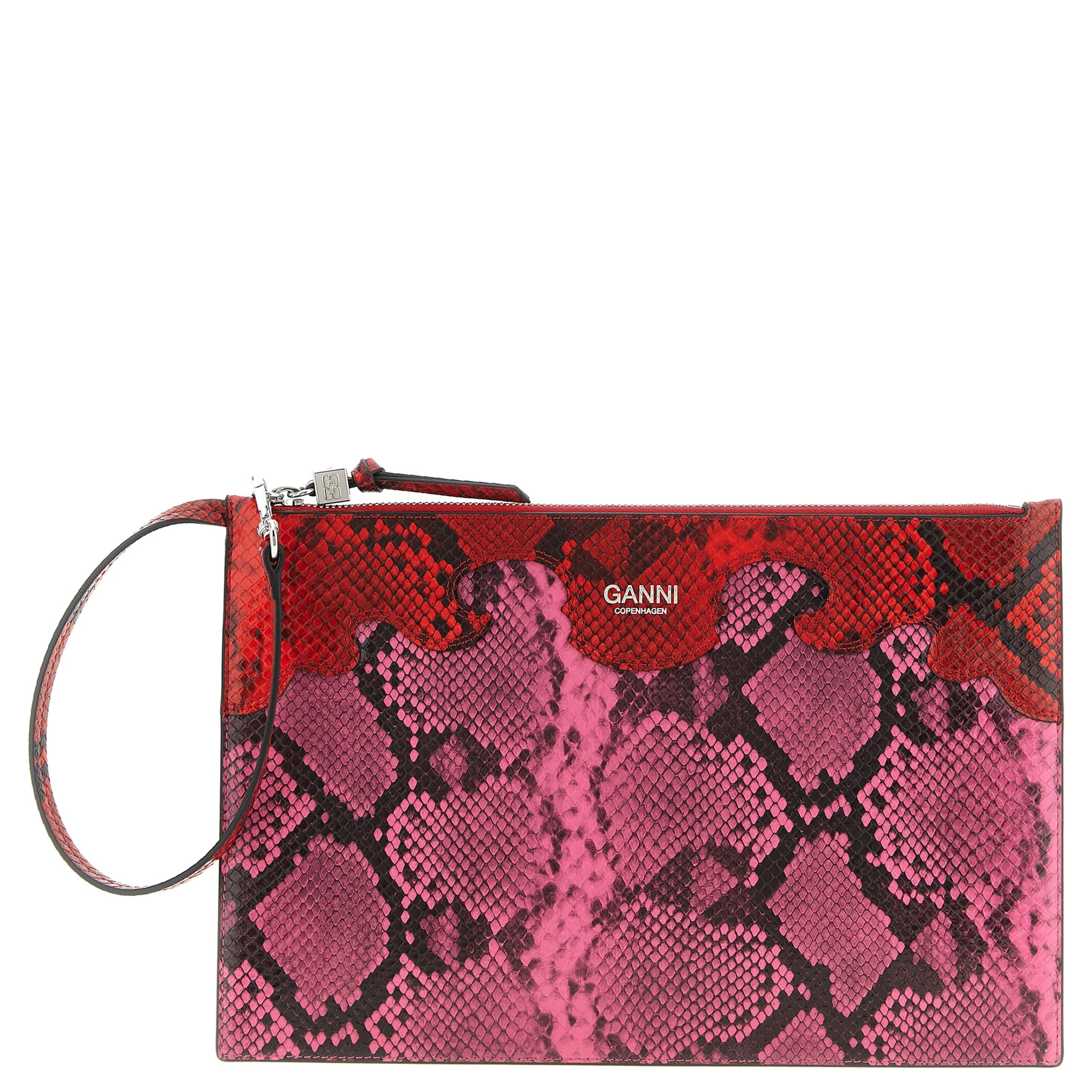 Fuchsia Polyester Clutch Bag