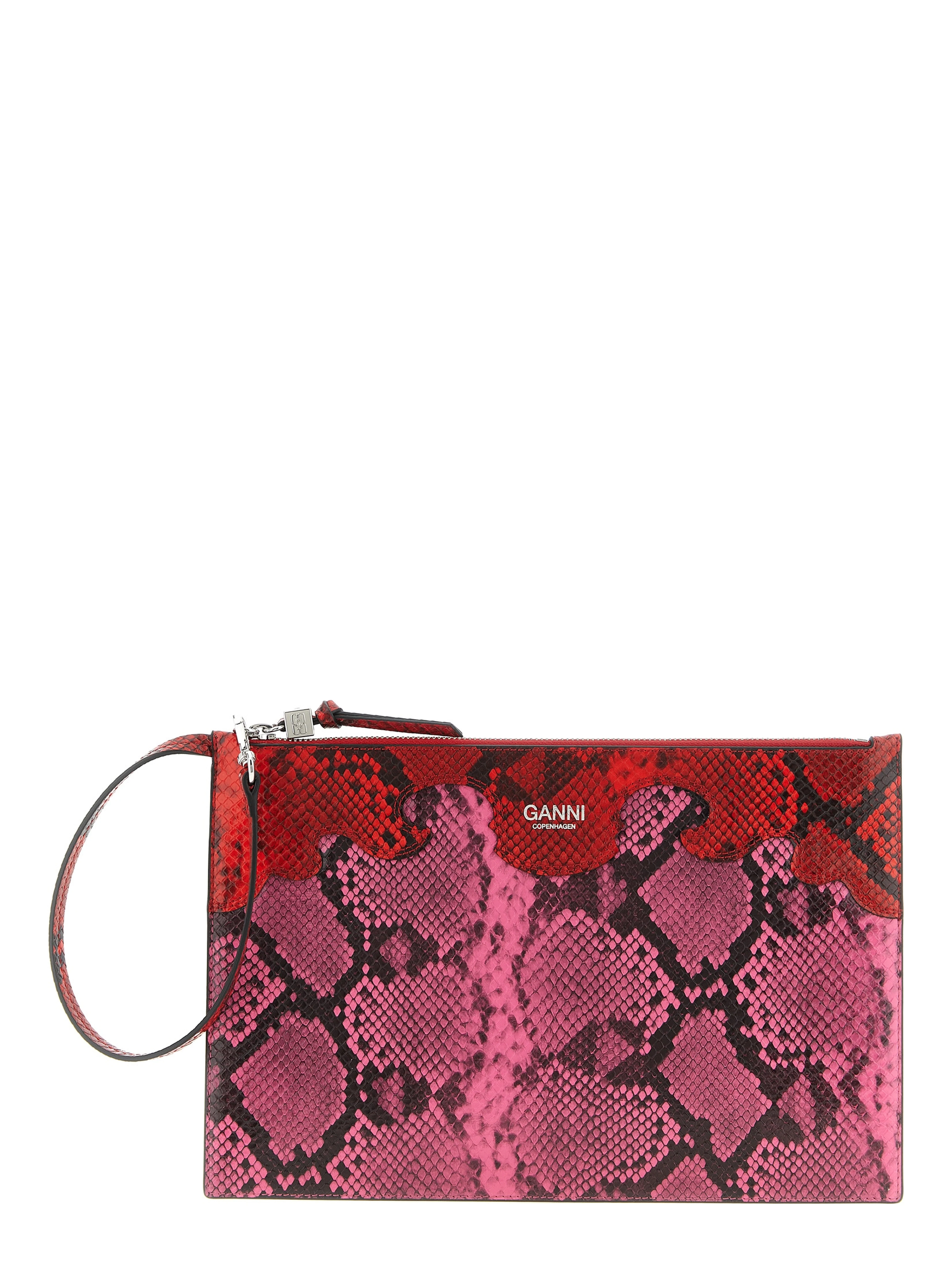 Fuchsia Polyester Clutch Bag