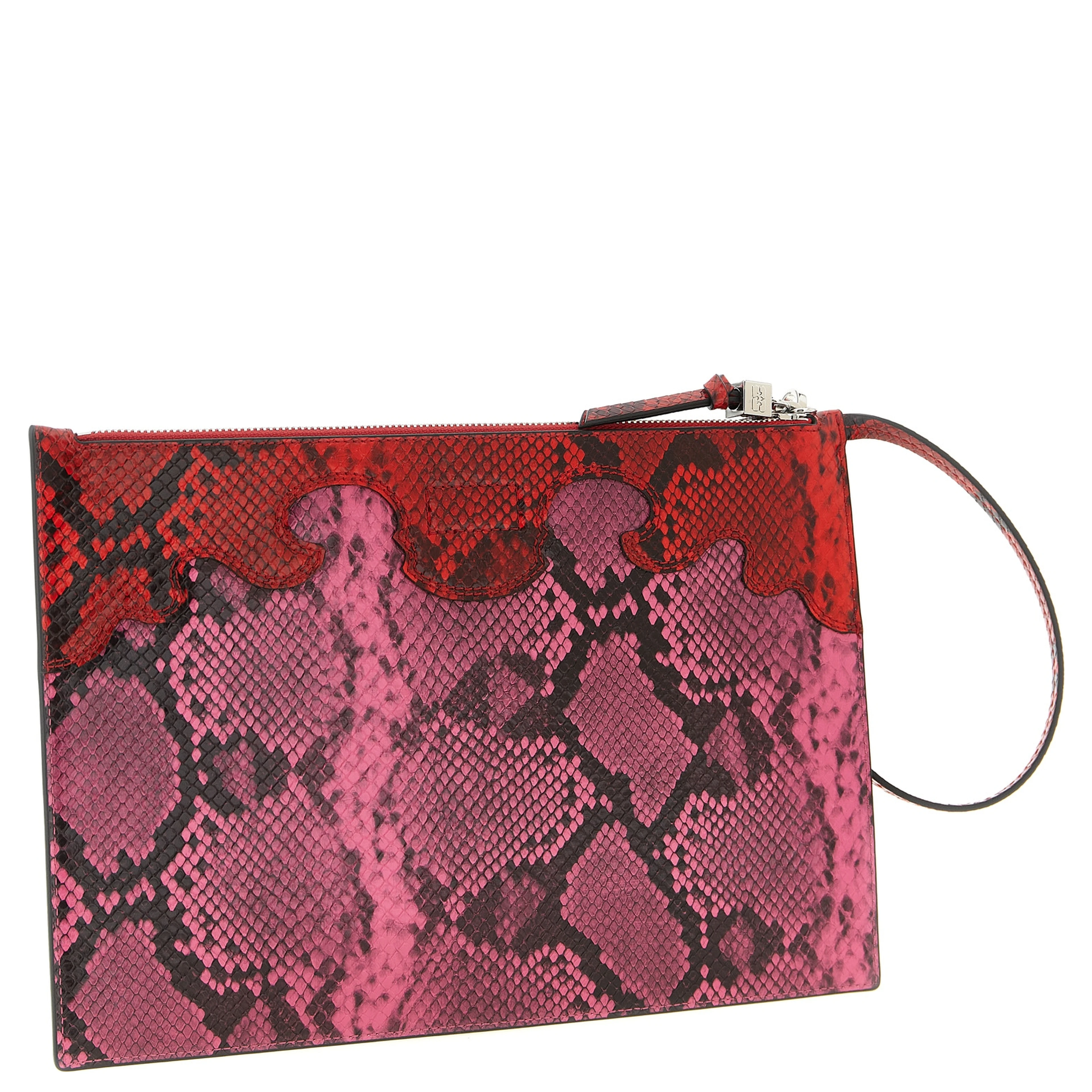 Fuchsia Polyester Clutch Bag