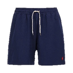 Blue Polyester Bermuda Shorts