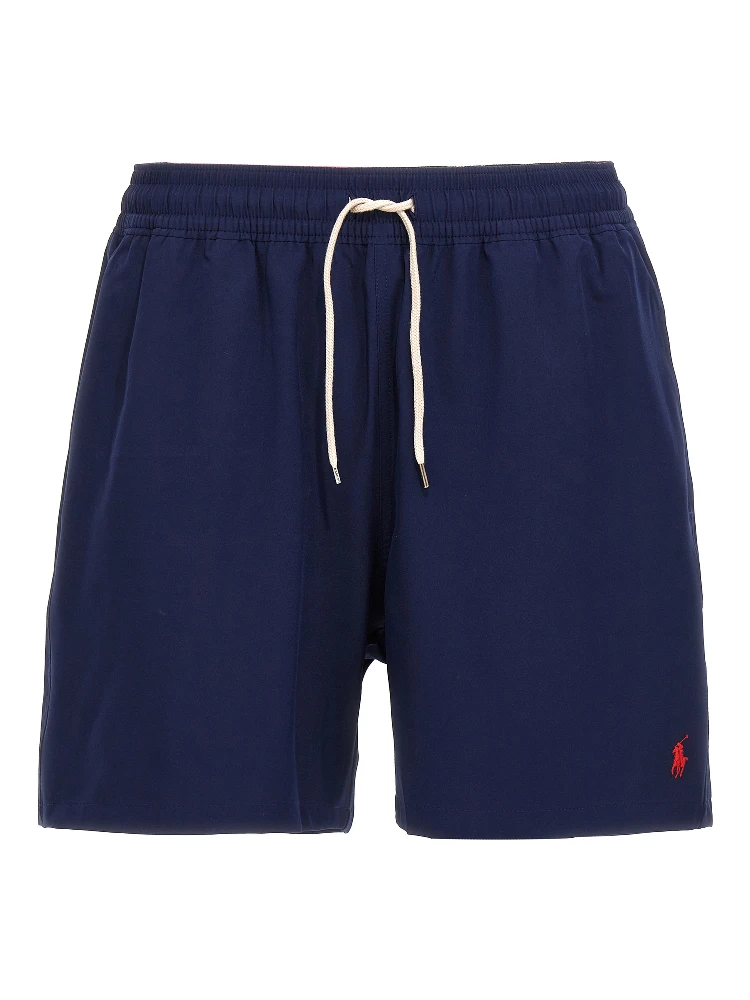 Blue Polyester Bermuda Shorts