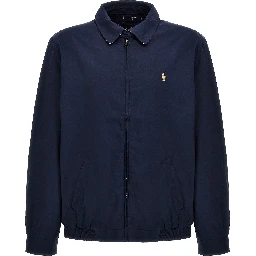 Blue Polyester Full-Length Jacket