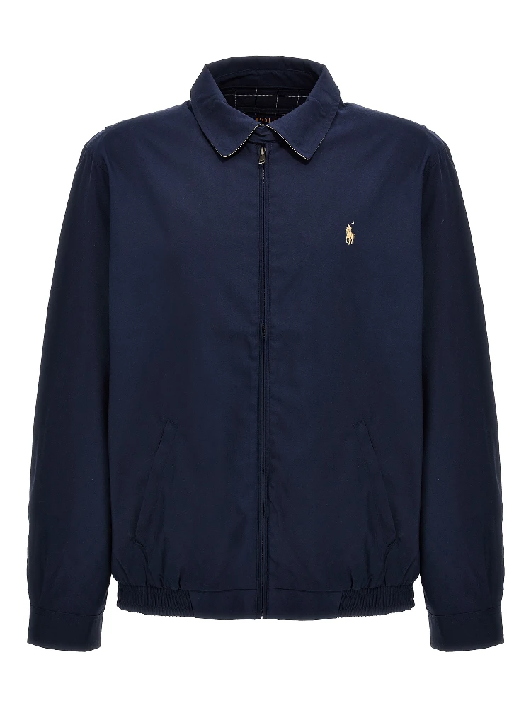 Blue Polyester Full-Length Jacket