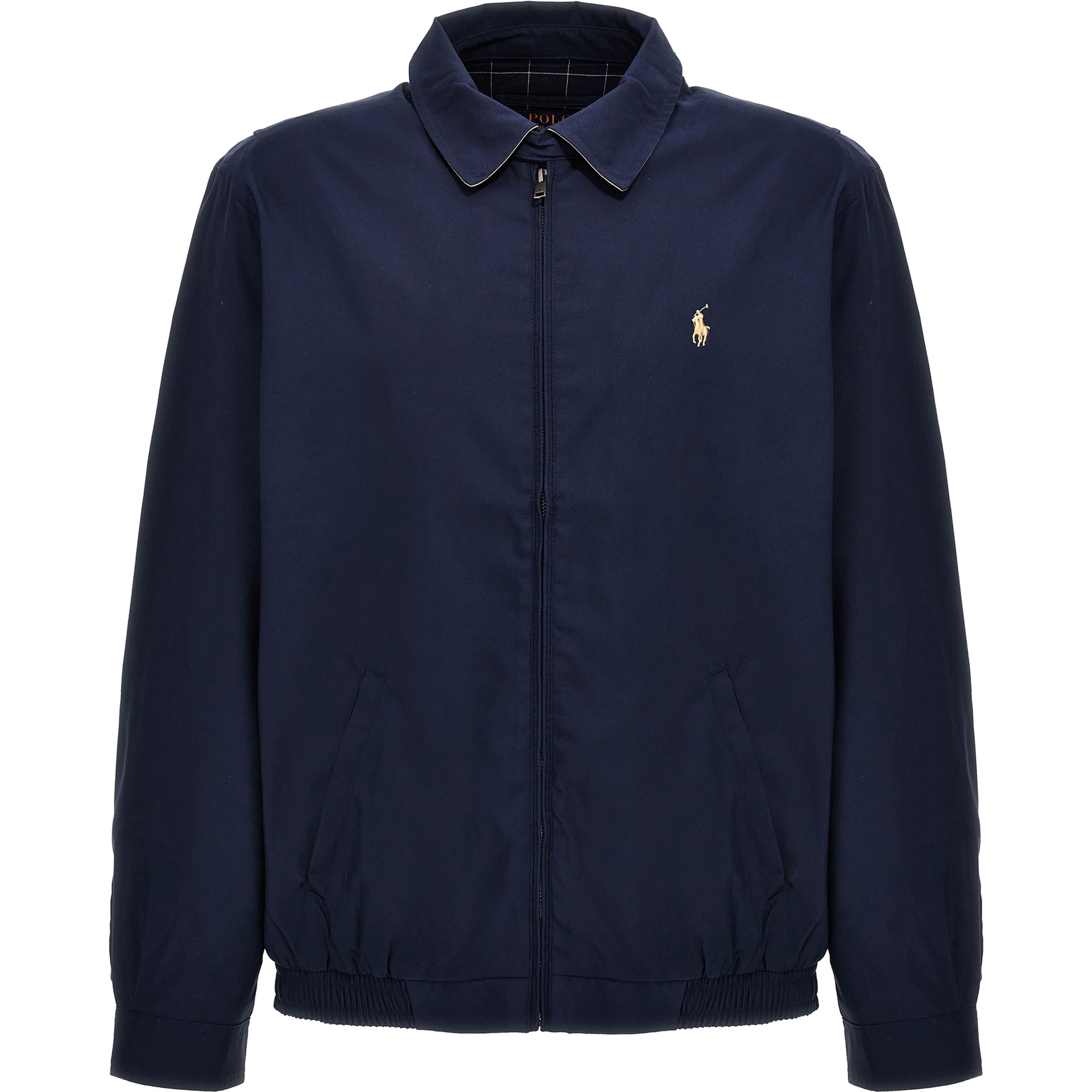 Blue Polyester Full-Length Jacket