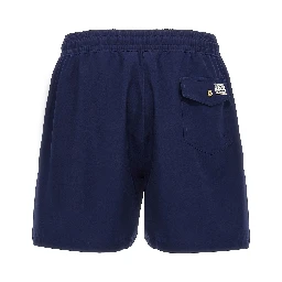 Blue Polyester Bermuda Shorts
