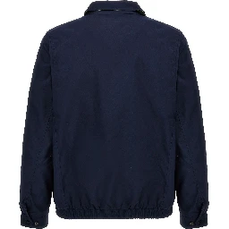 Blue Polyester Full-Length Jacket
