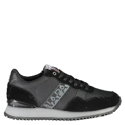 Sleek Black Contrast Lace Sneakers