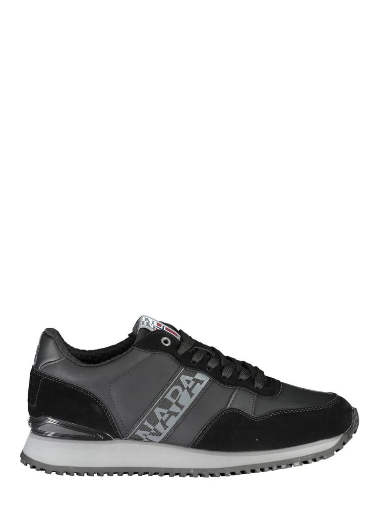 Sleek Black Contrast Lace Sneakers