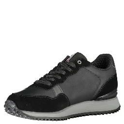 Sleek Black Contrast Lace Sneakers