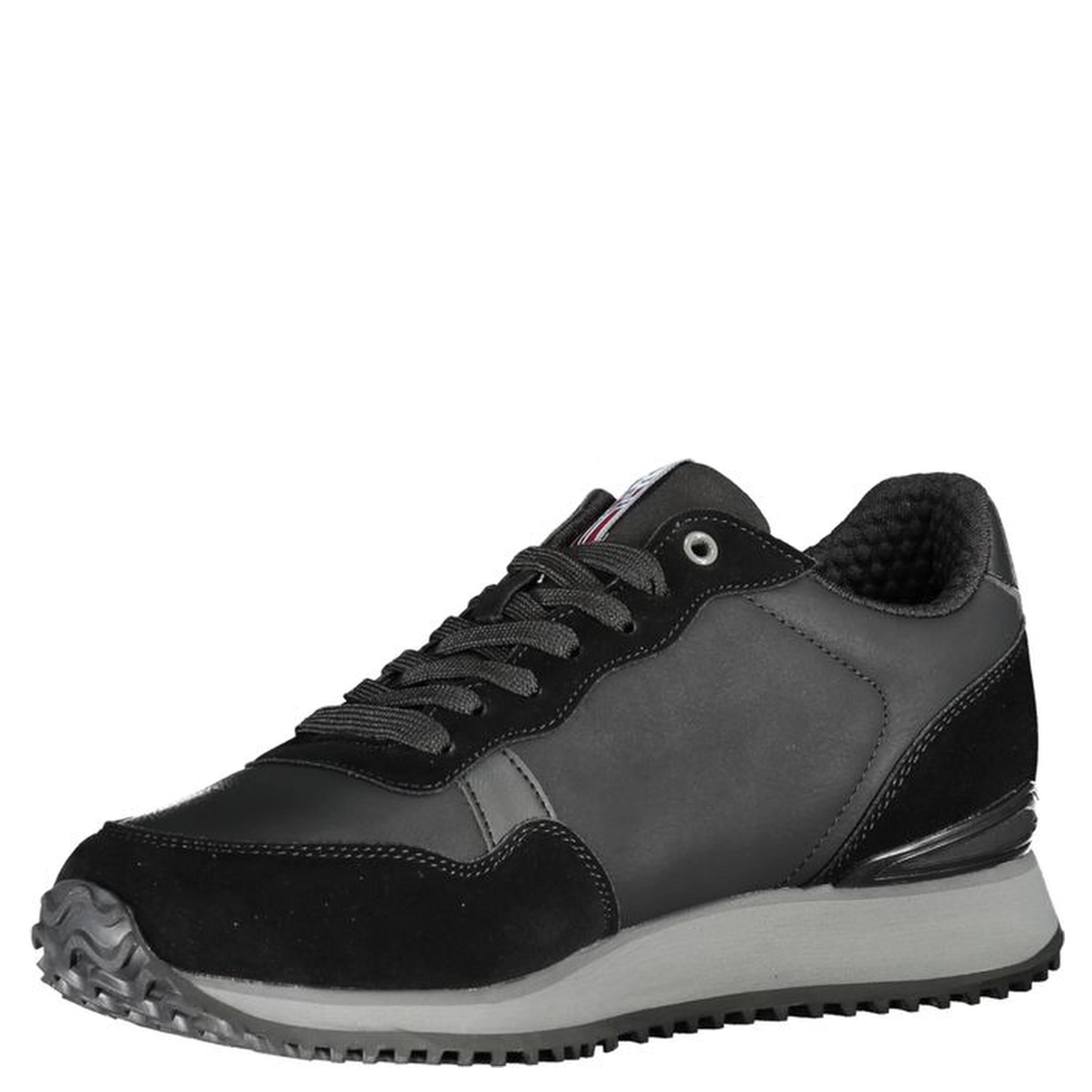 Sleek Black Contrast Lace Sneakers