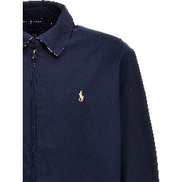 Blue Polyester Full-Length Jacket