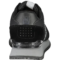 Sleek Black Contrast Lace Sneakers