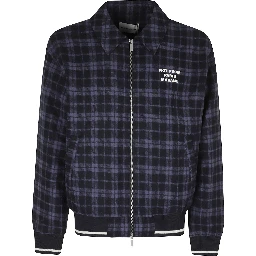 CHECK FLANNEL JACKET WITH SLOGAN