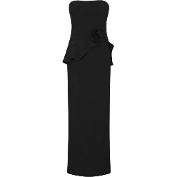 LONG FLOWER STRAPLESS DRESS