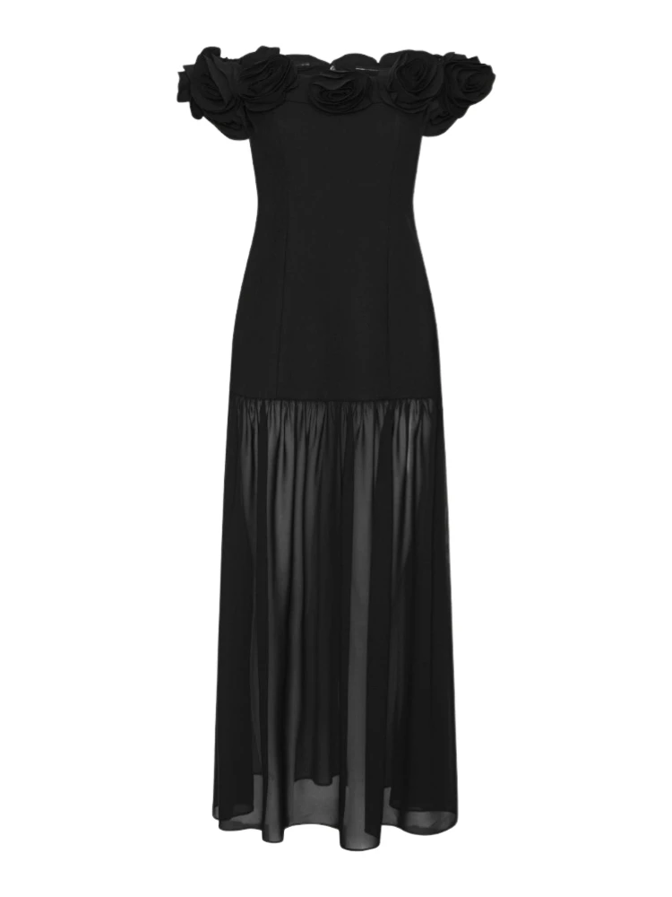 CREPE MAXI FLOWER DRESS