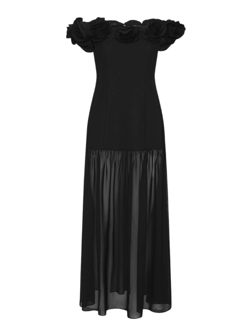CREPE MAXI FLOWER DRESS