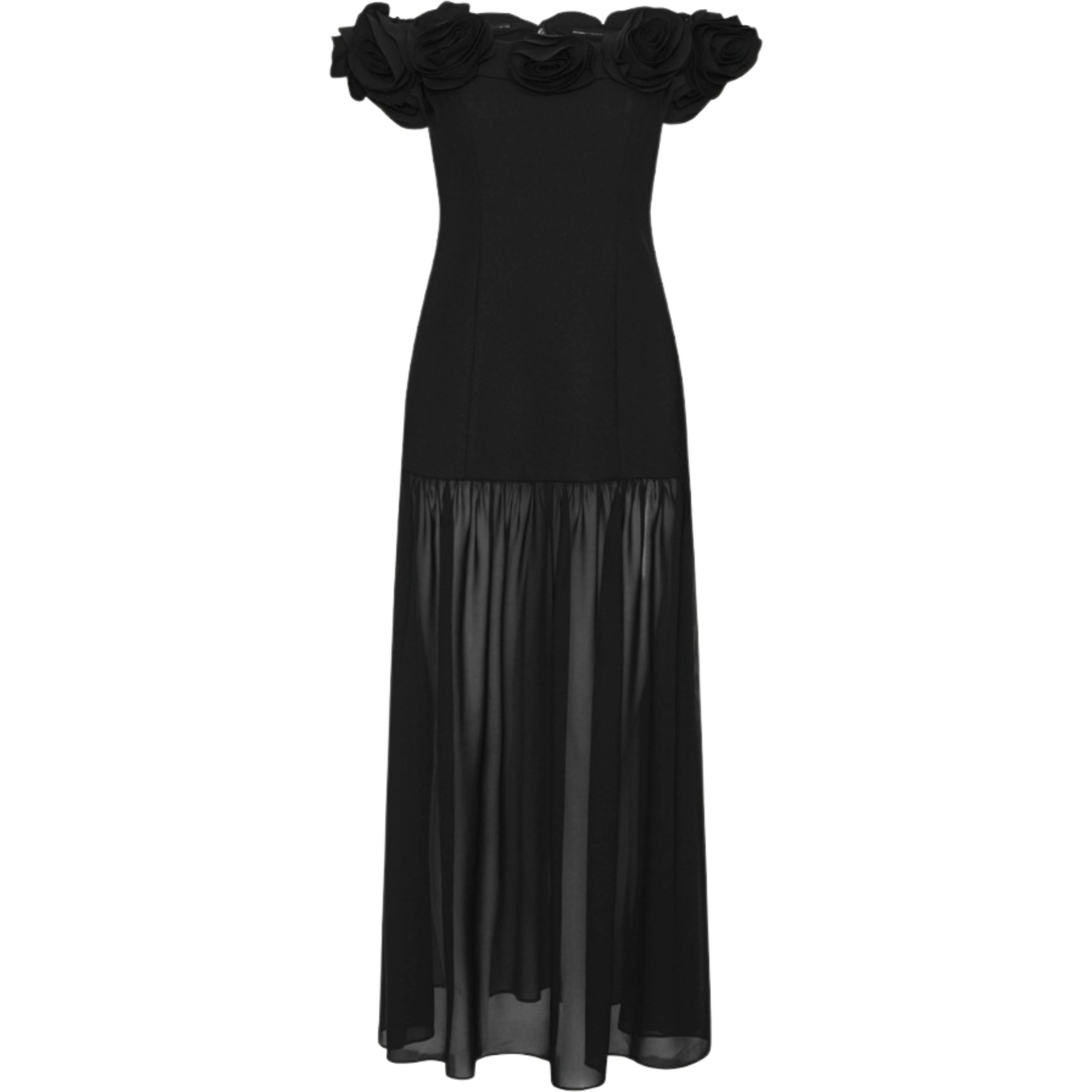 CREPE MAXI FLOWER DRESS
