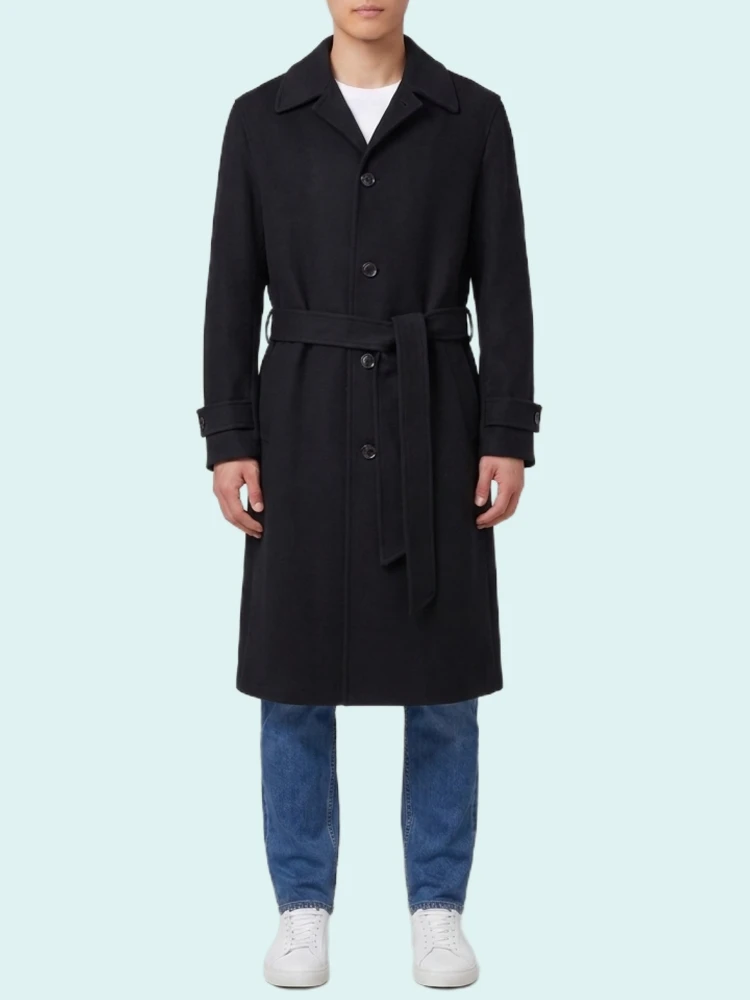 Single-breasted virgin wool and cashmere coat