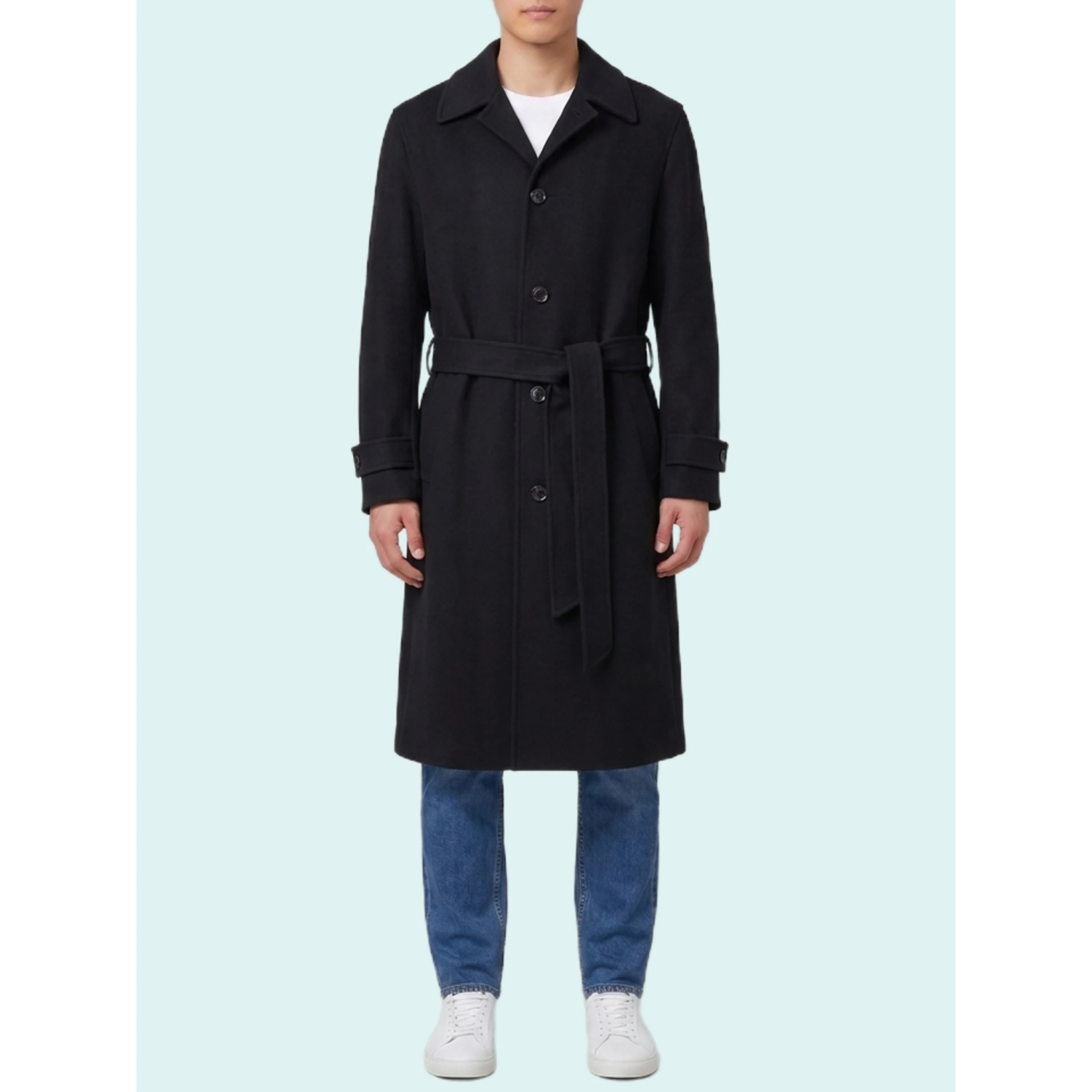 Single-breasted virgin wool and cashmere coat