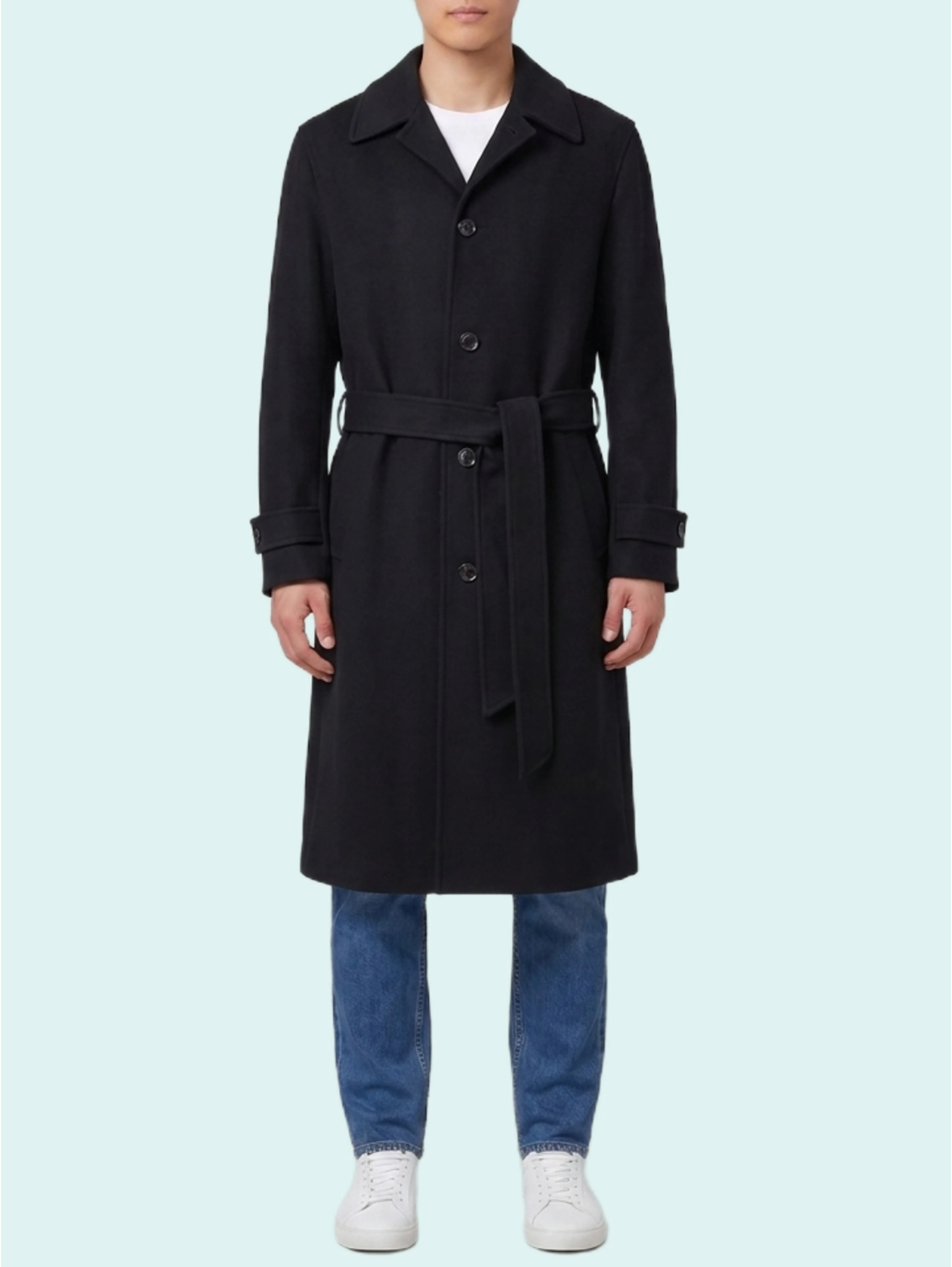 Single-breasted virgin wool and cashmere coat