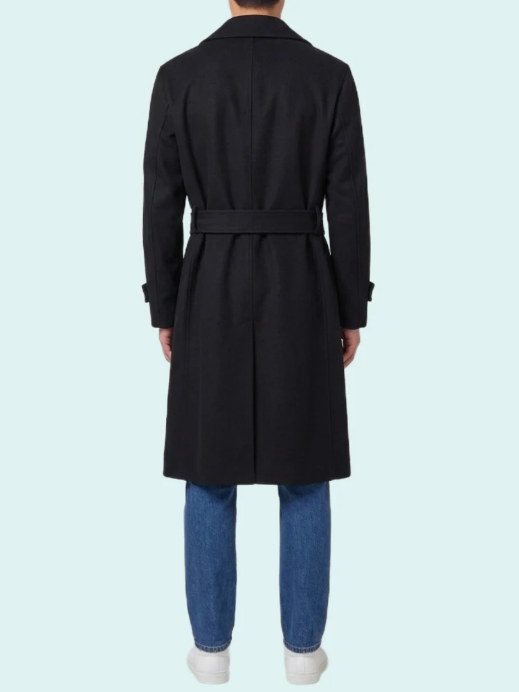 Single-breasted virgin wool and cashmere coat alternative