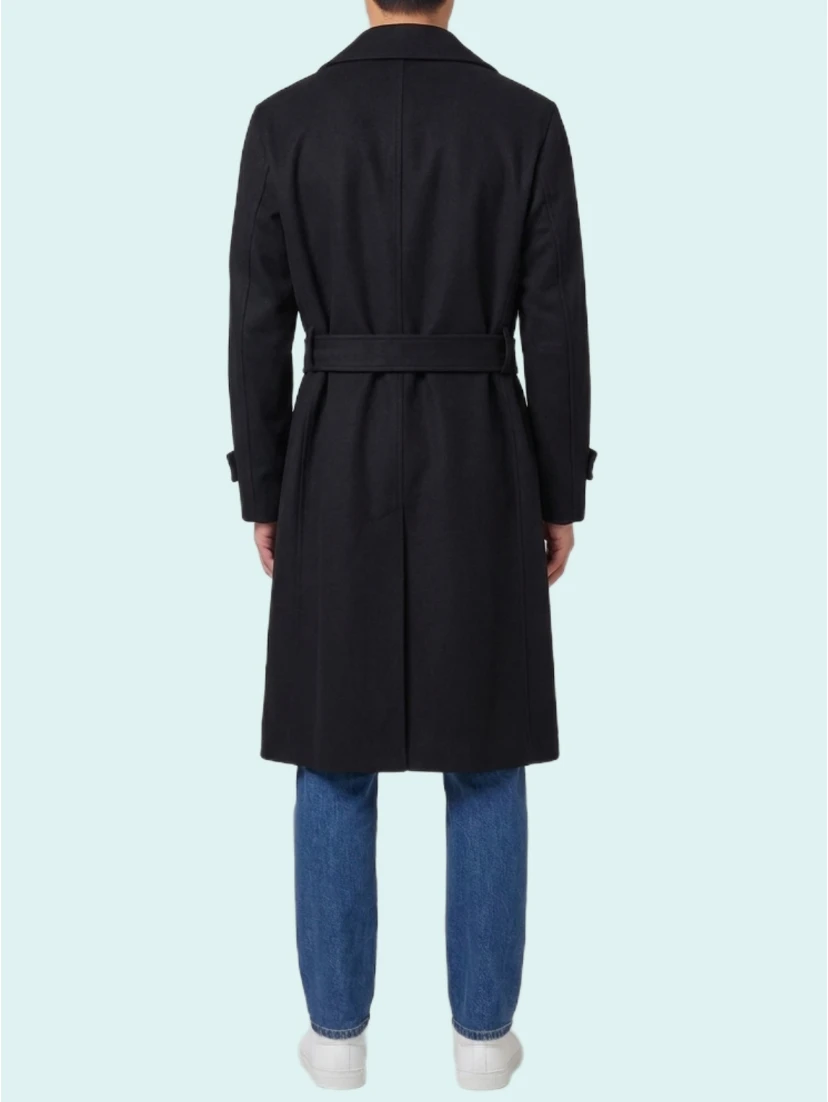 Single-breasted virgin wool and cashmere coat