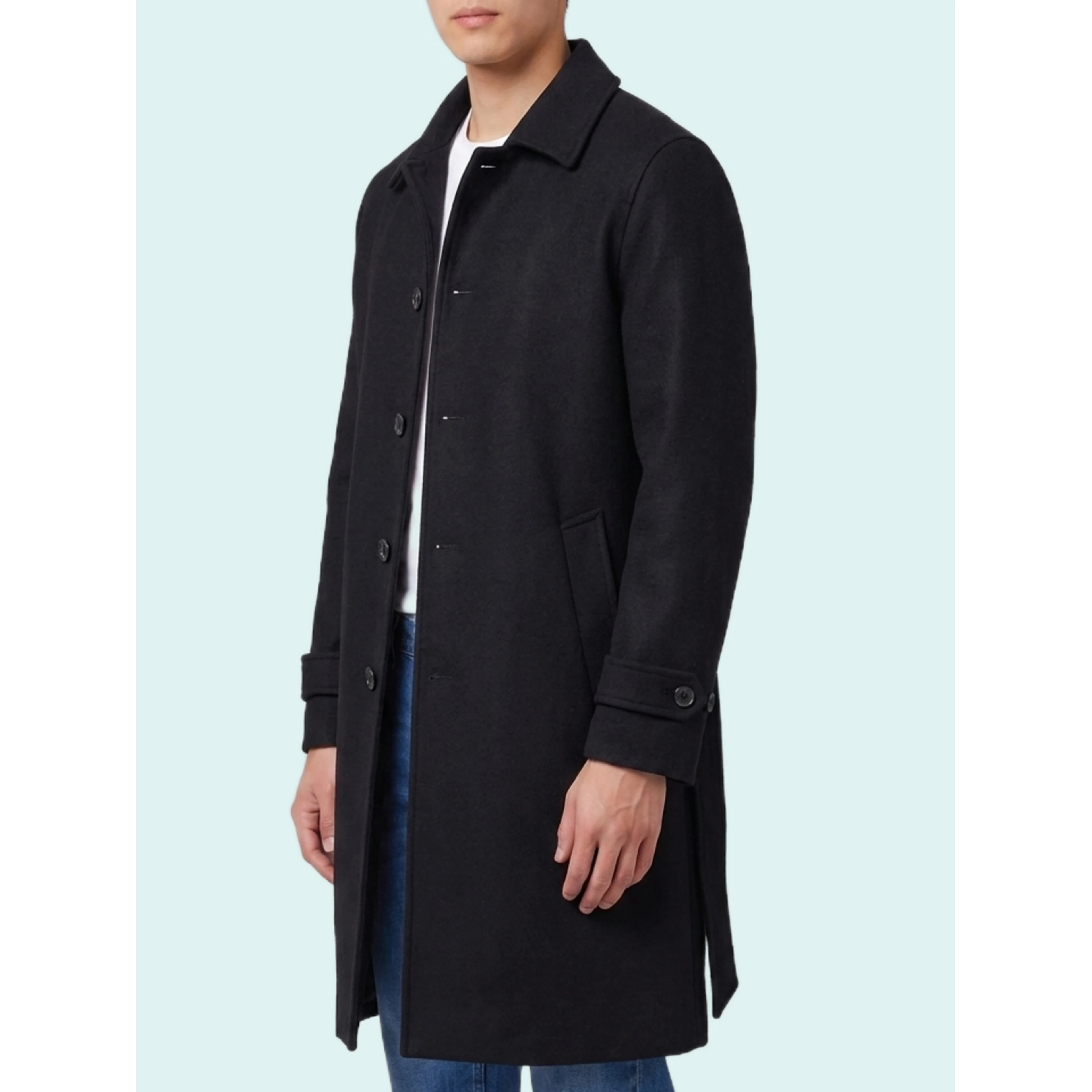 Single-breasted virgin wool and cashmere coat