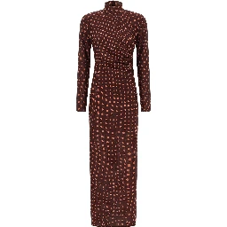 Bordeaux Polyamide Long Dress