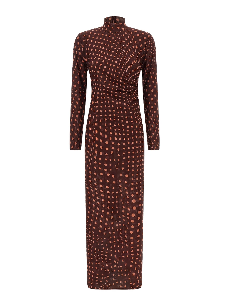 Bordeaux Polyamide Long Dress
