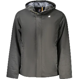 Nero Poliestere Uomo Jacket with Hood and Pockets