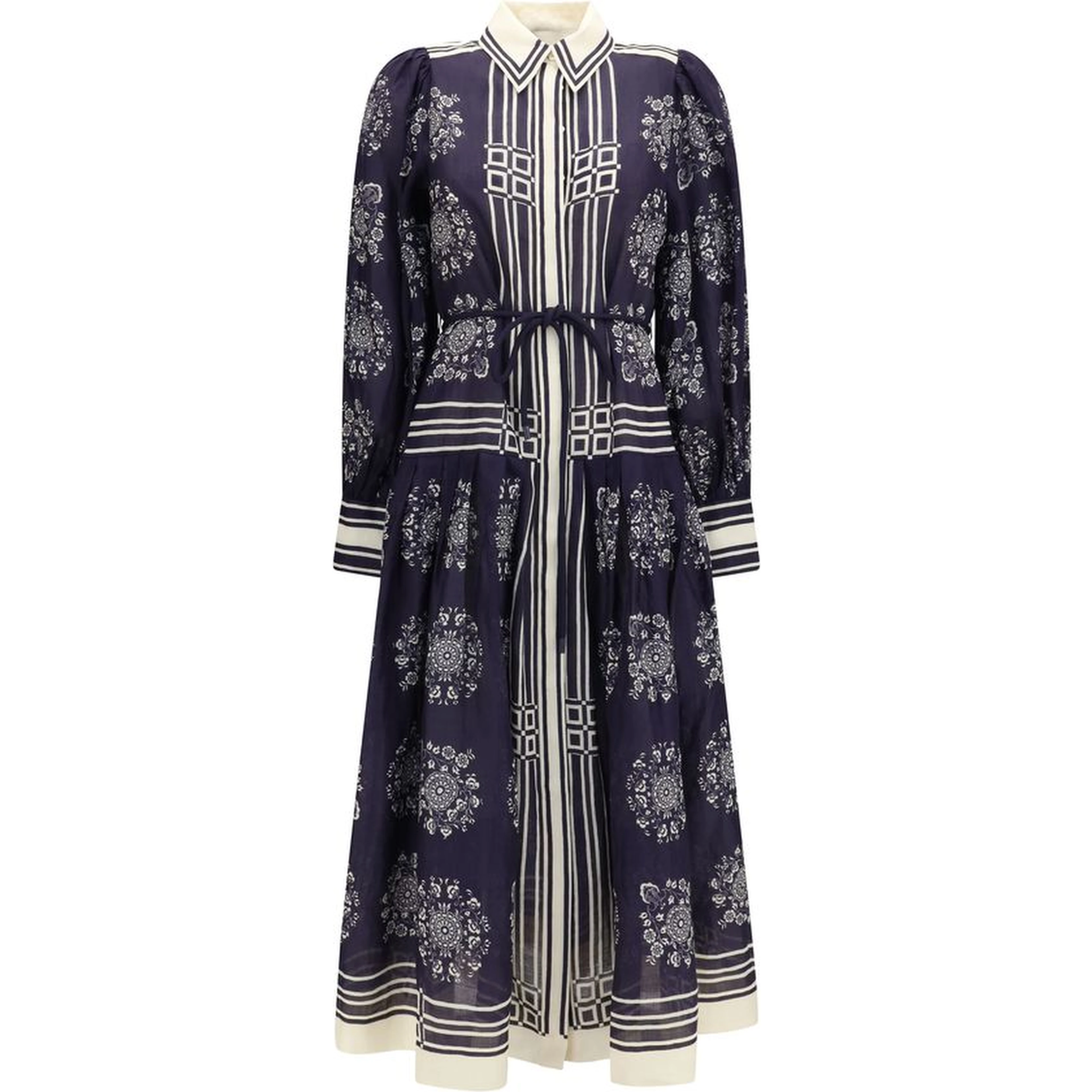 Blue Ramie Casual Dress