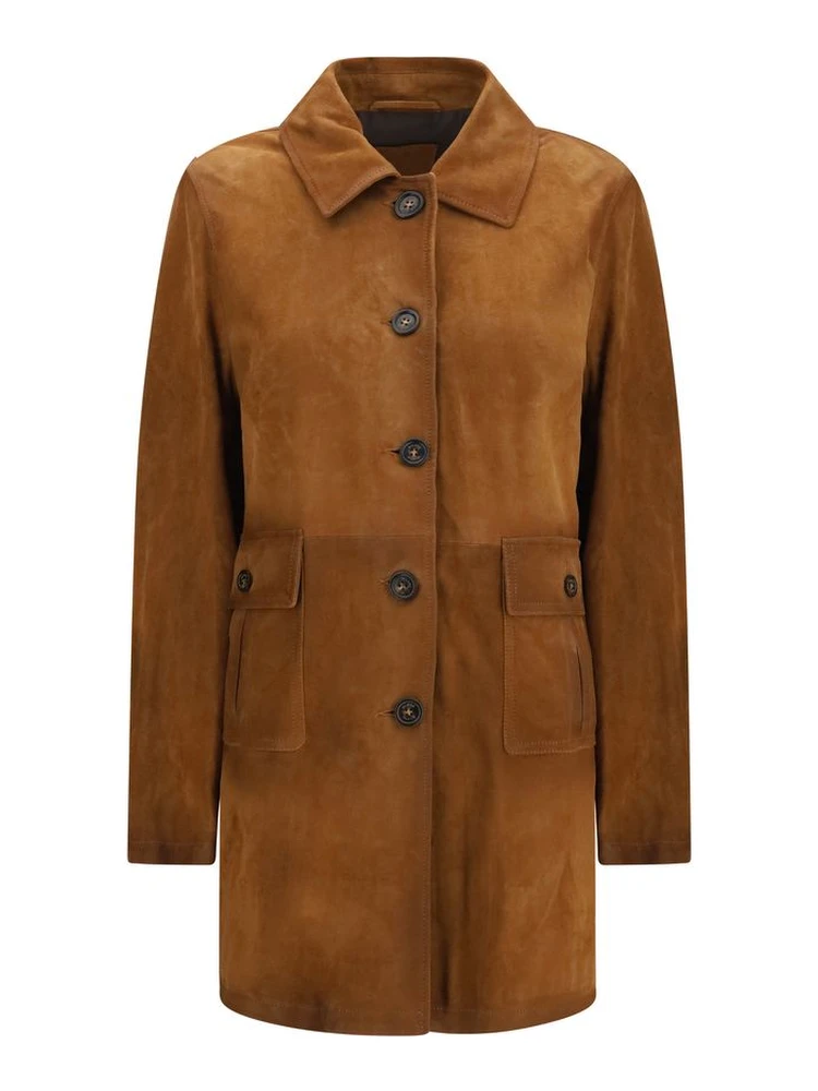 Brown Calf Leather Bos Taurus Full-Length Jacket